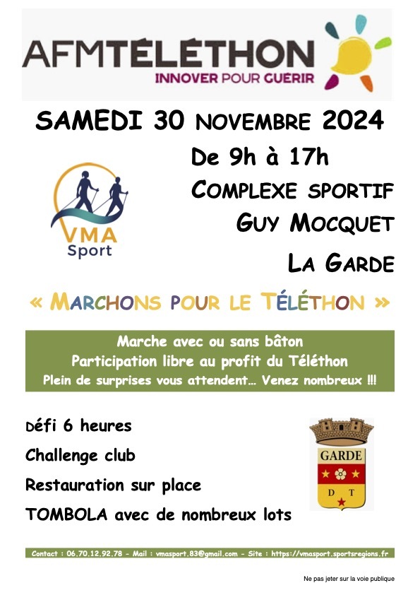 SAMEDI 9H TÉLÉTHON GUY MOQUET LA GARDE